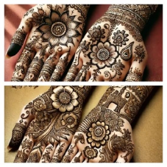 Image of Rajasthani Mehendi Decorative Hand Stencil Sticker Set with Floral and Mandala Patterns Stencil Bridal Design Wedding, Festival & Party Rajasthani Mehndi Henna for Hands [B19]