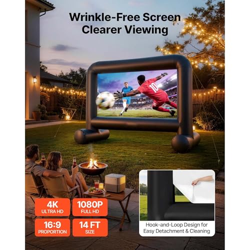 Bolsa de almacenamiento portátil para pantalla de cine inflable OxFor Ford de 14ft para proyección delantera y trasera Fácil montaje para noches de película en el jardín miniatura 2