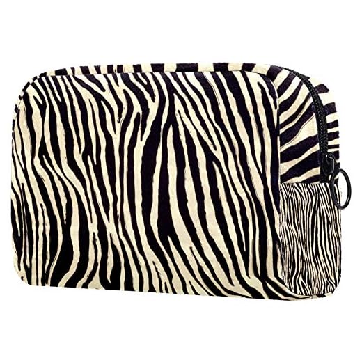 Neceser de Maquillaje Bolsas de Aseo para Mujer Patrón de Cebra con Cremallera Organizador de cosméticos de Viaje