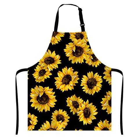 Delantal Wasach de margaritas con flores tropicales negras Cover
