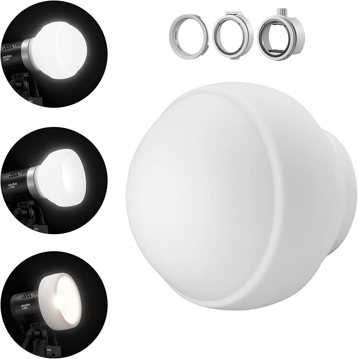 GODOX ML-CD15 Kit Cupola di Diffusione per ML30 MLBI ML60 ML60BI TT600 TT685S TT685 V860II TT520II V1S V1C V1N V1F V1O V860III-S TT685S AD100PRO AD200PRO AD300PRO AD400PRO (include 3 adattatori)