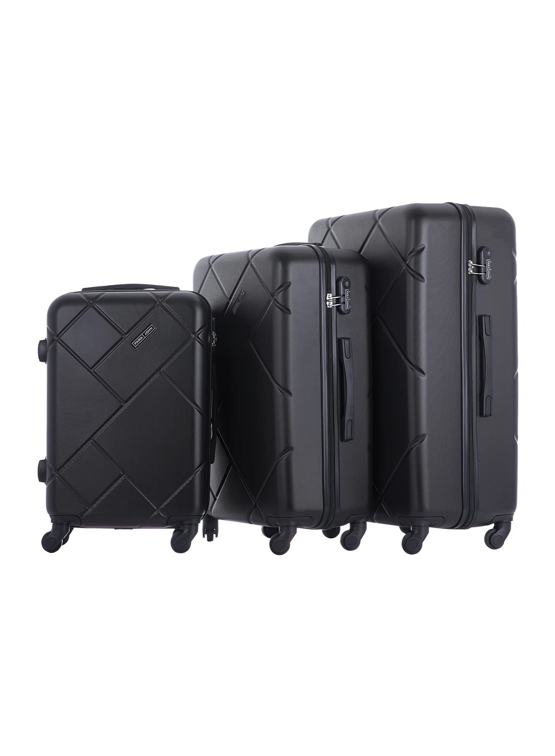 Parajohn3-Piece Hard Side Abs Spinner Luggage Trolley Set 20+24+28 Black