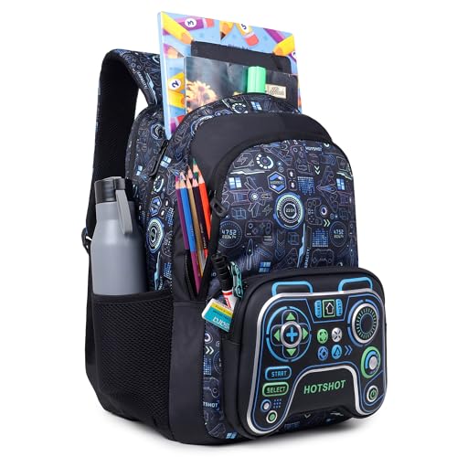 Image of HOT SHOT BAG GAMER 1446|3D EMBOSSED DESGIN|SCHOOL BAG|TUTUION|KIDS & CHILDRENS BACKPACK|WATER RESISTANT|18 INCH|FOR BOYS & GIRLS|32 LITERS BACKPACK