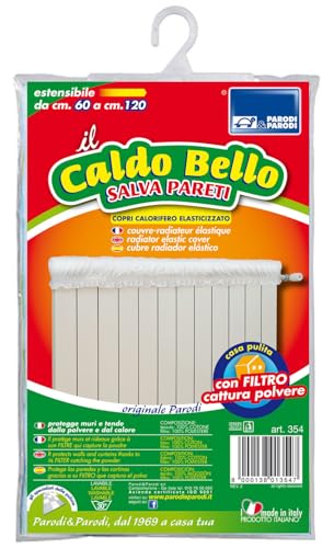 PARODI & PARODI Bâche pour radiateur chaude Bello sauve les murs, couvre-radiateur élastique rembourré, extensible de 60 cm à 120 cm, housse de radiateur équipée d'un filtre capture de poussière,