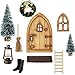 Demiawaking Set di Natale in Miniatura Accessori per Casa delle Bambole Mini Ghirlanda di Natale, Albero di Natale, Lanterna, Stivali, Tappeto, Scopa ,Porta in Legno Mini Ornamenti Natalizi (A)