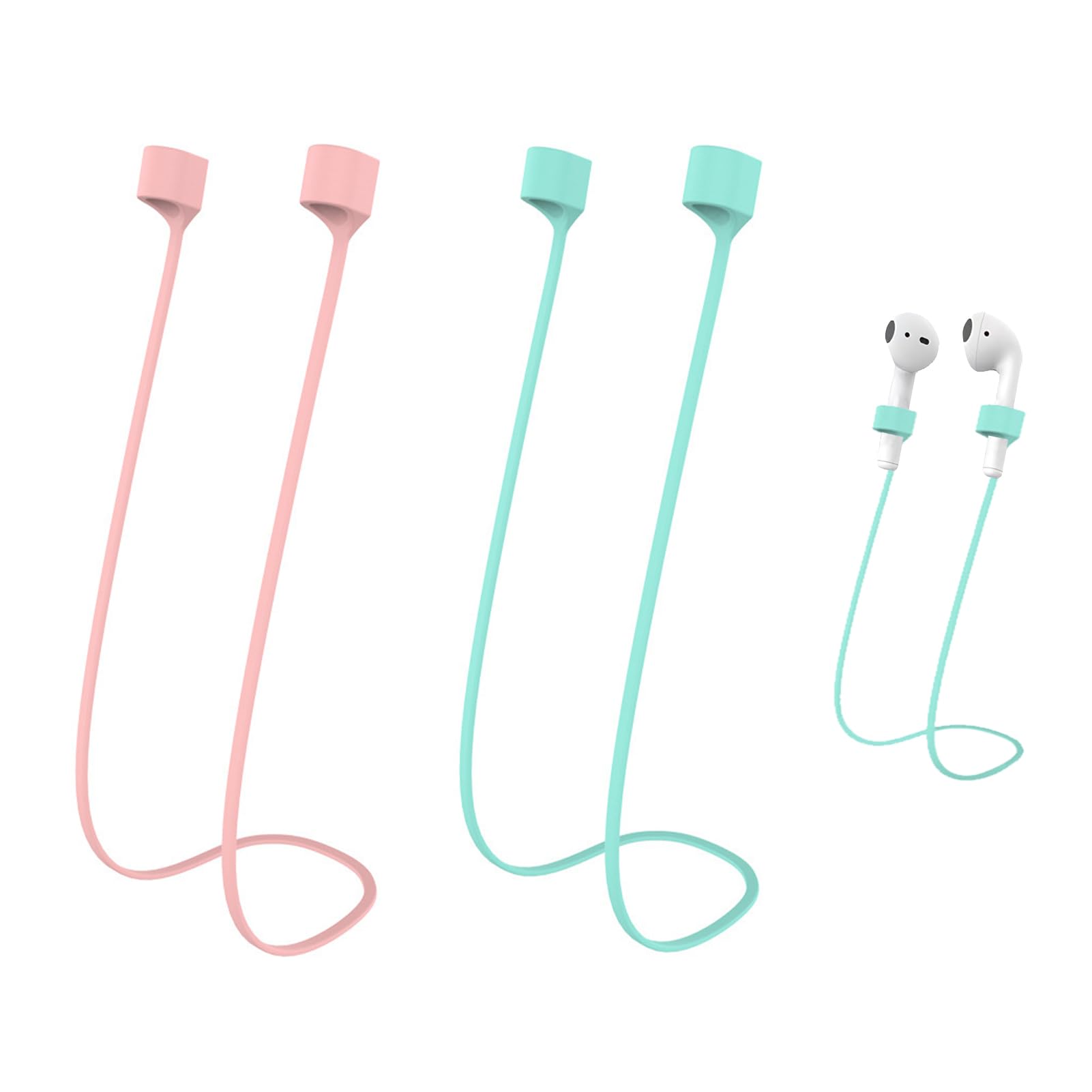 Cinturini Antiperdita Per AirPods - Set 2 Pezzi In Silicone Da 70cm | Bianco E Nero - Foto 9