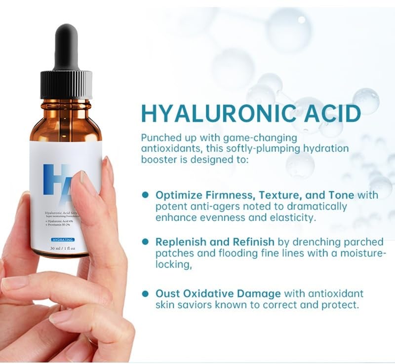 Miniatura 2 de Ácido hialurónico 4% + provitamina B5 2%, ácido hialurónico suero para la cara, regordete, antienvejecimiento, hidratante, sin fragancia, 1 onza