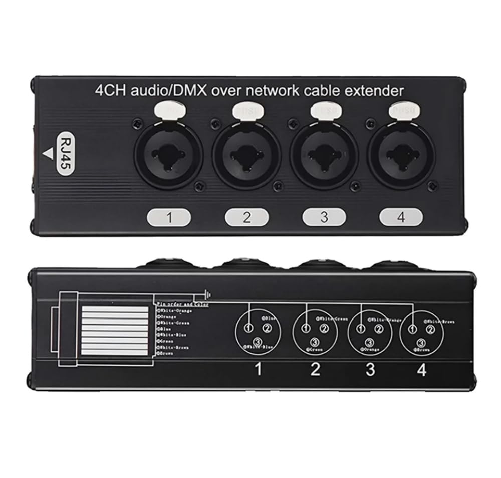 Rete multipla a 4 canali XLR maschio femmina 3 pin per Ethercon estensore Cat5 Cat6 compatibile 1 coppia