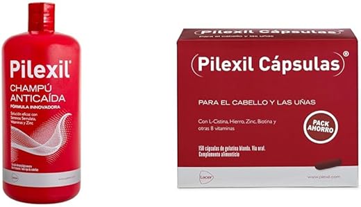 PILEXIL - Pack Tratamiento para la Caída Puntual del Cabello - Cápsulas Anticaída Pilexil 150 unidades + Champú Anticaída 900 ml - Frena la Caída del Pelo - Para Hombres y Mujeres