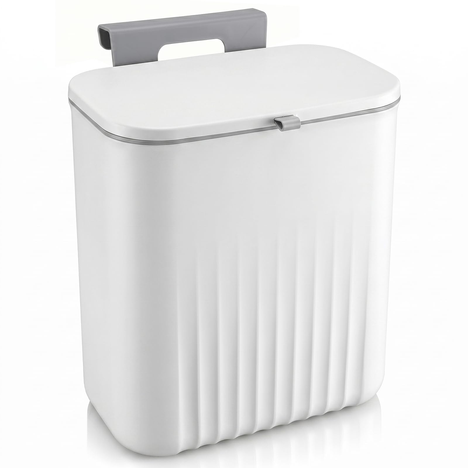 Kryndle Food Waste Bin, 10L Kitchen Compost Bin, Hanging Trash Can with Lid, Food Waste Caddy Suitable for Cabinet Doors, Under Sinks, Bathrooms and Outdoor Camping (White)