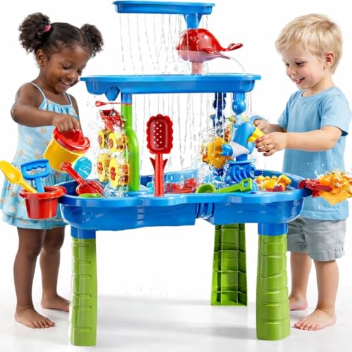 3-Tier Water Table for Kids Ages 3-5 4-8, Toddlers Outdoor Summer Water Table Beach Toys, Kids...
