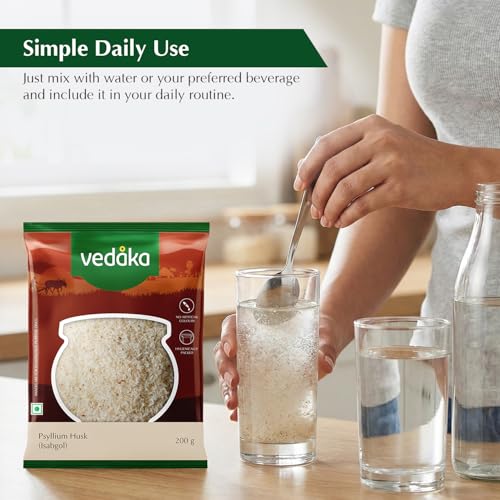 Image of Amazon Brand - Vedaka Isabgol 200 g | Fibre Supplement For Digestion