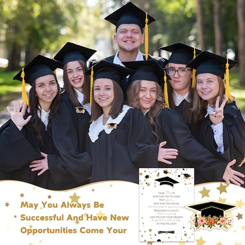 Image of 20 Pack Class of 2026 Graduation Pins Souvenir Emblem Congrats Badges Graduation Party Favors Gifts for Students, Colleges, Guests, Decoration Accessories with Inspirational Cards Organza Bags(flower)