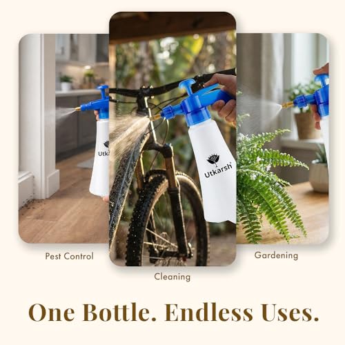 Image of Utkarsh Pressure Spray Bottle for Plants (1 Liter) - White | Efficient Water Spray Bottle with Adjustable Nozzle, Ideal Garden Sprayer for Indoor and Outdoor Plant Care, Pack of 1