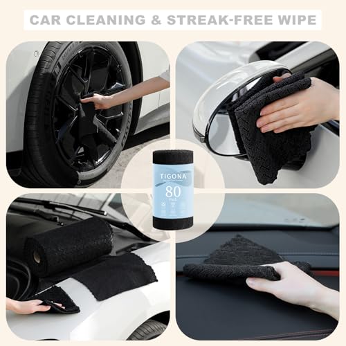 Image of 80 Pack Microfiber Cleaning Cloth Roll Reusable Paper Towels 12 inchx12 inch Tear Away Cloth,Absorbent Dish Rags for House Kitchen,Wash Cloths,Lint Free Rags for Window Cars Cleaning Supplies