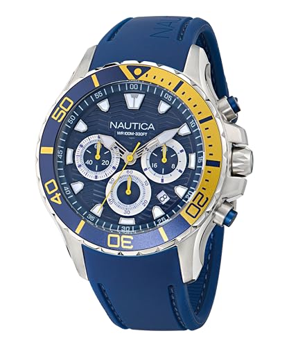 Montre Nautica Homme Analogique Quartz avec Bracelet Silicone Noir NAPNSS501