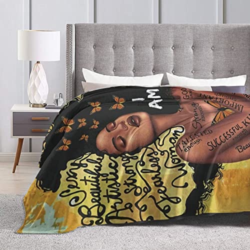 African Black Women Blanket Microfiber Cozy Throw Blanket Soft Queen Size For Couch Camping Travel 60X50 Inch #TOP3