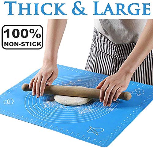 Image of Silicone Baking Mat Roti mat for Kitchen Chapati matAtta Kneading Mat Non Stick Fondant Dough Rolling mat Cake Pad Cooking (50 * 40 cm Blue)