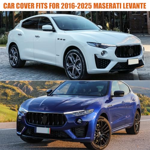 Image of Waterproof Car Covers Replace for 2016-2025 Maserati Levante, 6 Layers All Weather Custom-fit Car Cover with Zipper Door & Windproof Bands for Snow Rain Dust Hail Protection (Levante)