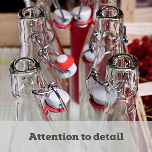 Image of WILLDAN Set of 6-16oz Swing Top Glass Bottles - Flip Top Brewing Bottles For Kombucha, Kefir, Vanilla Extract, Beer - Airtight Caps and Leak Proof Lids, Bonus Gaskets and Funnel