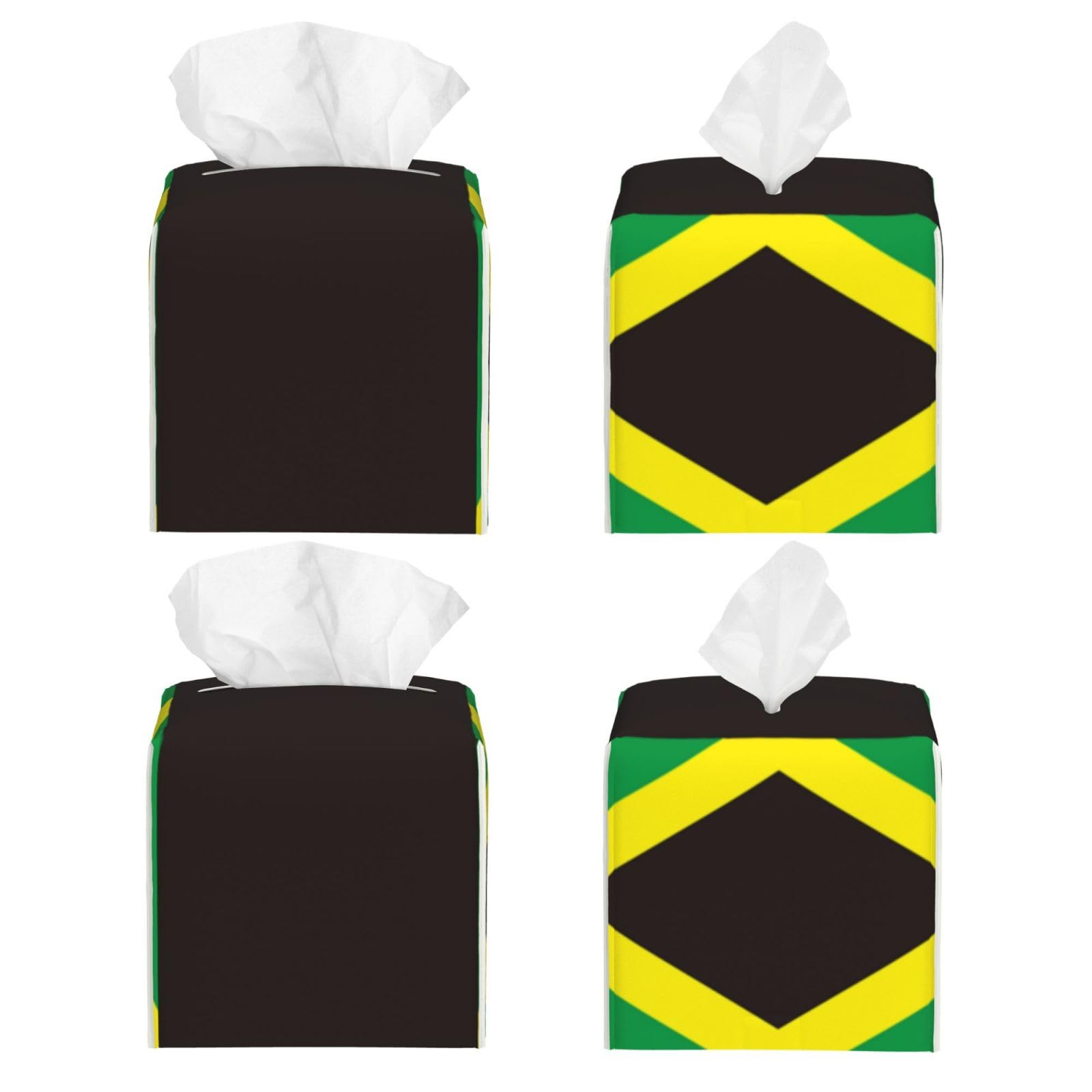 Jamaica Flag Square Tissue Box Cover, Cube Tissue Box Holder, Table Tissue Box