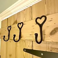 Wall Mounted Coat Rack Heart Coat Hanger Hooks x4, Black, Iron Metal, Entryway Closet Room, Bedroom Back of Doors, Clothes, Keys, Hats, Purses, Great Gift idea