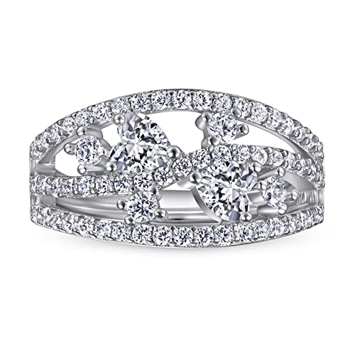 Bague argent véritable branche scintillante pour mariage et fiançailles
