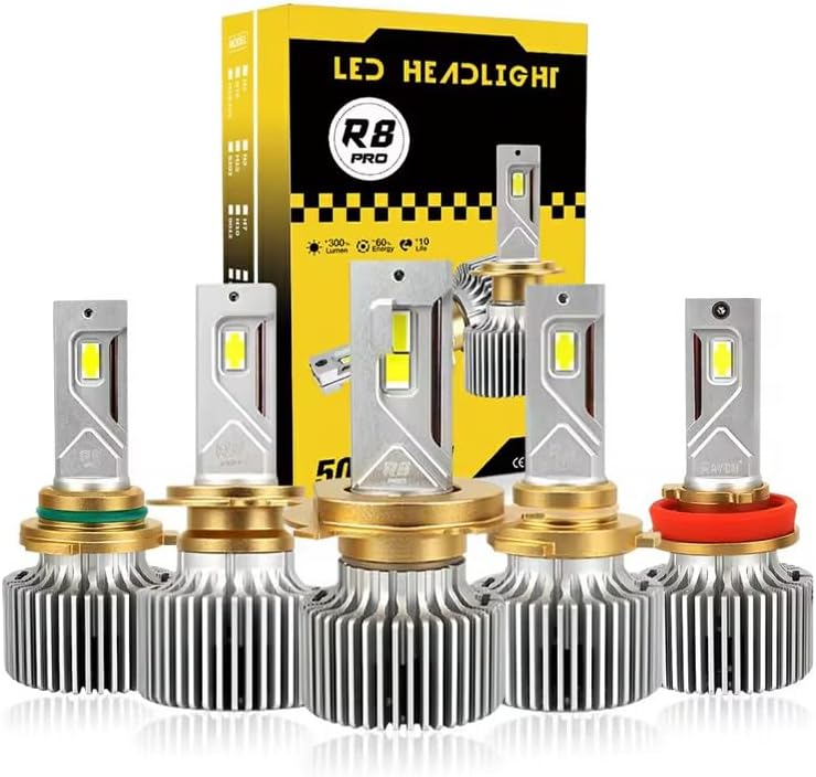 Led Car Headlight H1 H4 H7 H11/H8/H9 H13 9005 9006 9007 Bulbs Top-ranking High Power Light Bulb R8pro 300W 50000LM 6000K Automotive Lighting System High/low Beam Fog Lamp Conversion Kit 1set (9005)