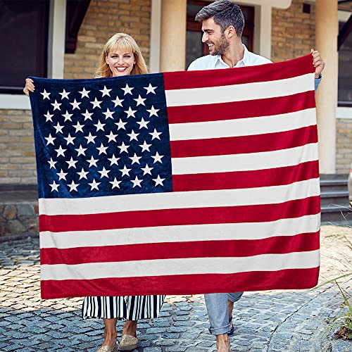 Pavilia Us Flag Patriotic Blanket - American National Flag Throw Blanket For Sofa Couch Bed, Soft Microfiber Fleece Reversible, Usa Military Veteran July 4Th Gift - 50 X 60 Inches Us Flag #TOP5