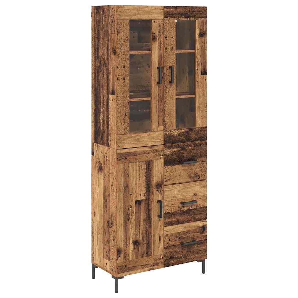 Highboard Lot de 2 étagères murales en bois vieilli avec tiroirs