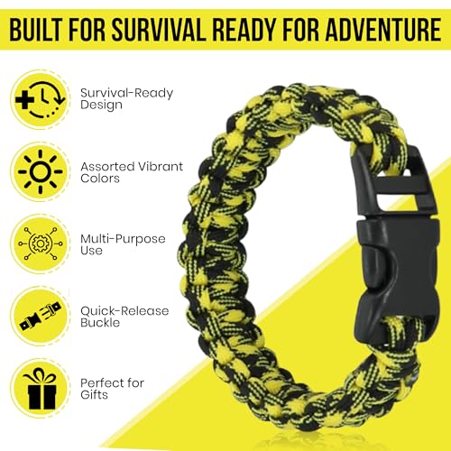 Iconikal 12-Pack Paracord Survival Bracelets Quick-Release Clip - Image 3