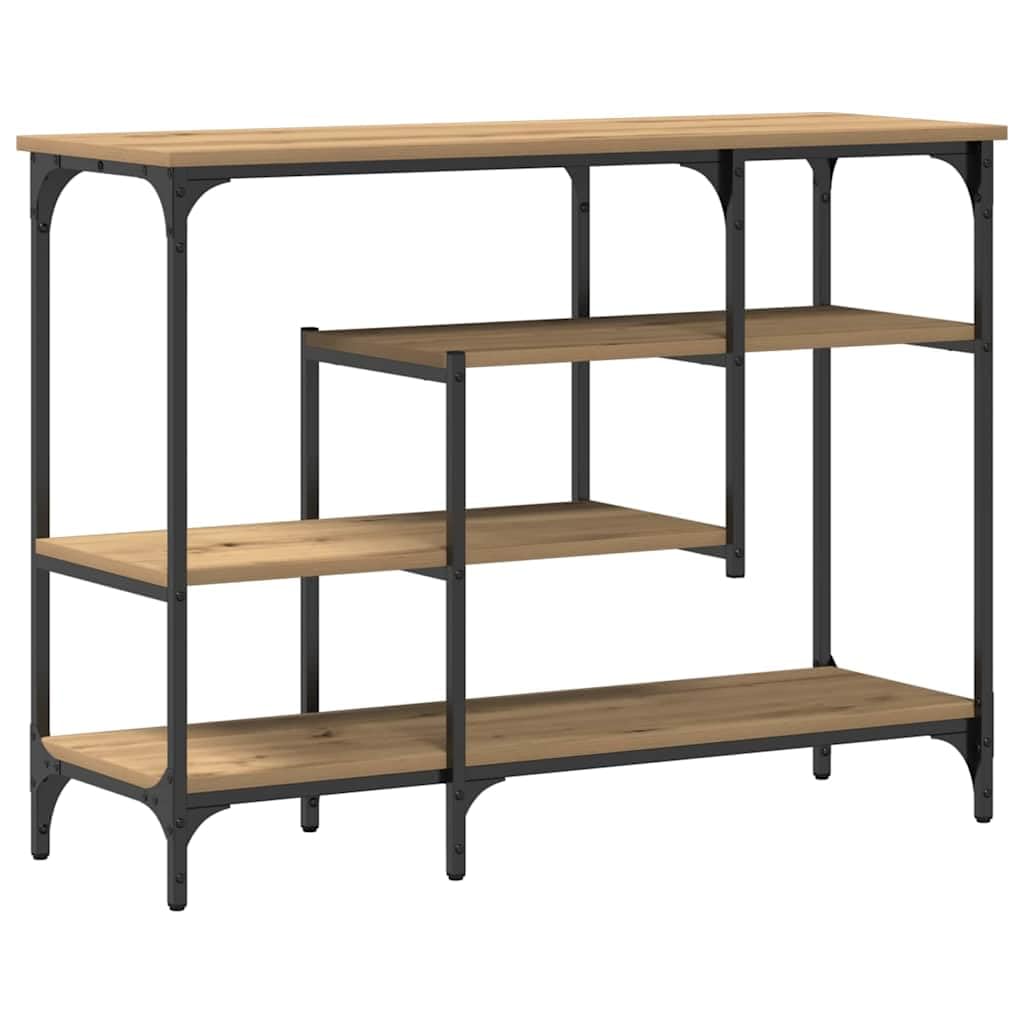 Tavolo consolle effetto rovere, 100 x 35 x 75 cm, tavolino da corridoio | Robusto tavolo da corridoio con ripiano in legno e metallo, ideale per soggiorno e ingresso.