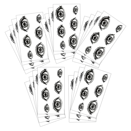 20 Sheet Cute Eye Temporary Tattoo, Small Black Fake Eye Tattoo S...