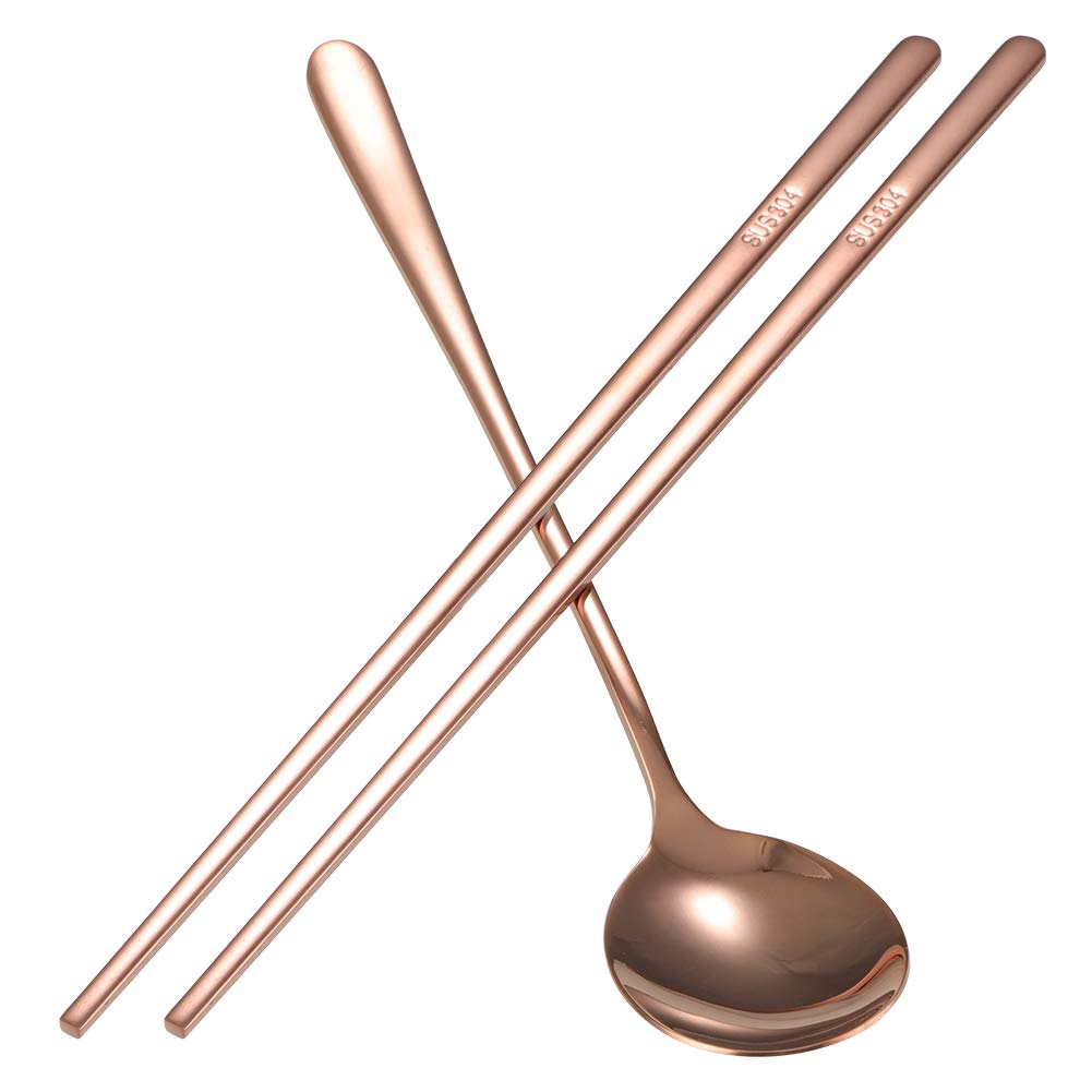 Łyżka, pałeczki, prezent świąteczny, koreański zestaw łyżek ze stali nierdzewnej Zestaw sztućców(Rose)