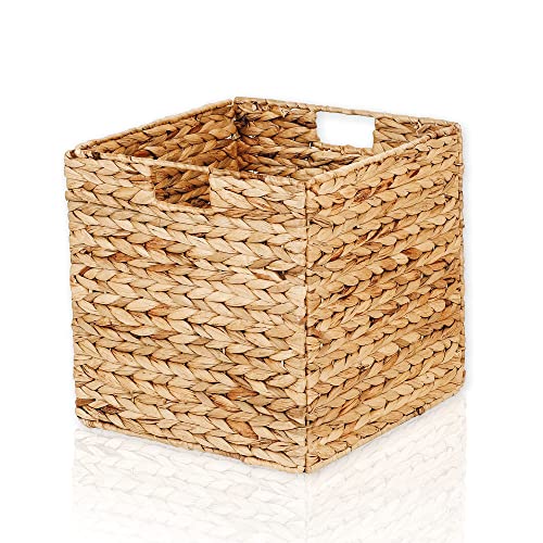 Lycce ® Kallax Box | Aufbewahrungskorb passend für Ikea Kallax Regale | Korb Wasserhyazinthe natur 33 x 33 x 33 cm 1 Stück