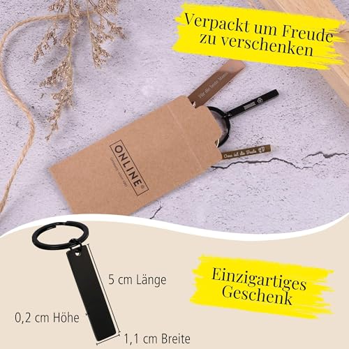 Online Schlüsselanhänger personalisiert schwarz I Schlüsselanhänger zum selbst gestalten mit Gravur I Personalisiertes Geschenk für Freundin, Freund, Papa I Anhänger zum Beschriften