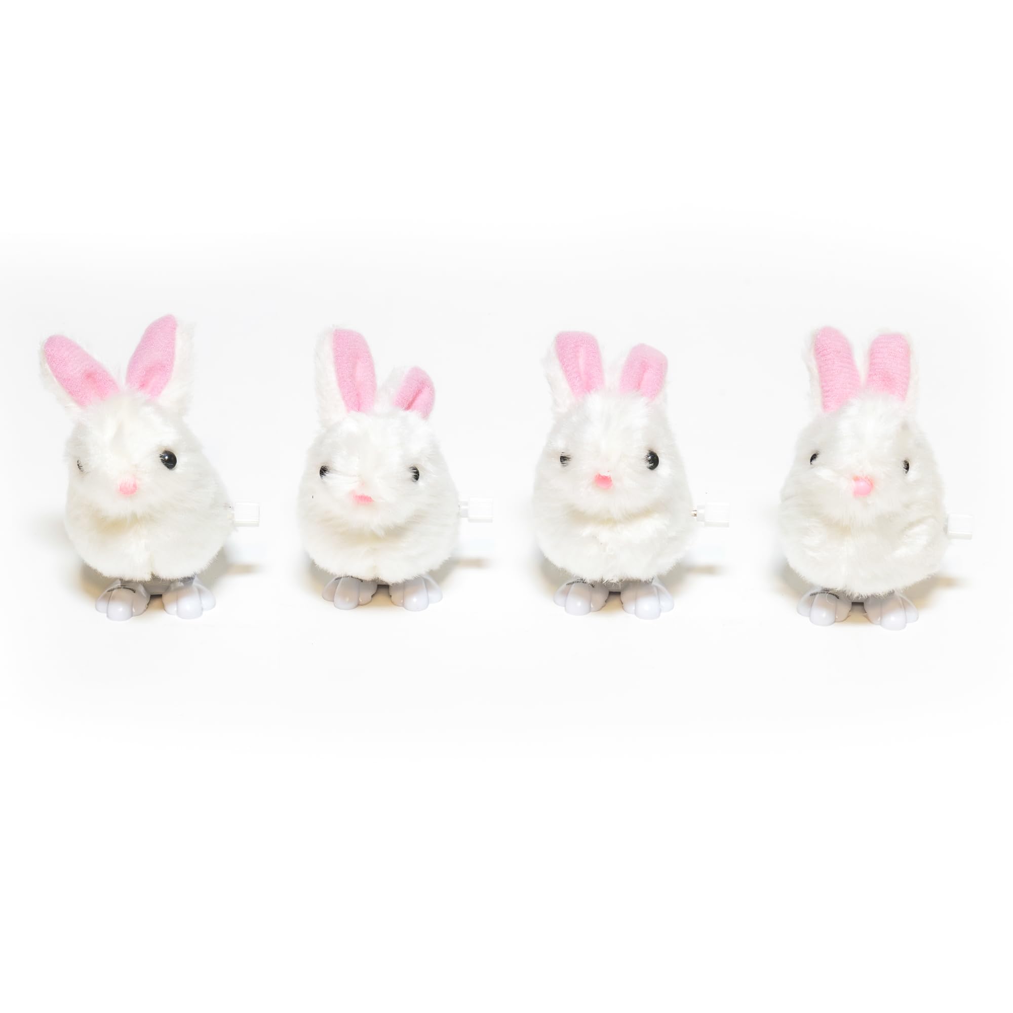 Farm Fresh Fuzzy Bunny Wind-Up Toy– Soft Pull-Back Bunnies with Hopping Action– Easter Basket Stuffer, Party Favor, or Springtime Gift– 4 Pack Ages 3+