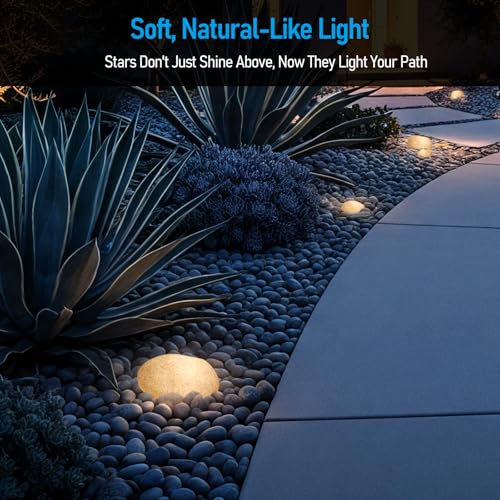 Image of LEONLITE 2 Set 5CCT Low Voltage Pebble Shape Lights Outdoor 6Pcs Light Gray