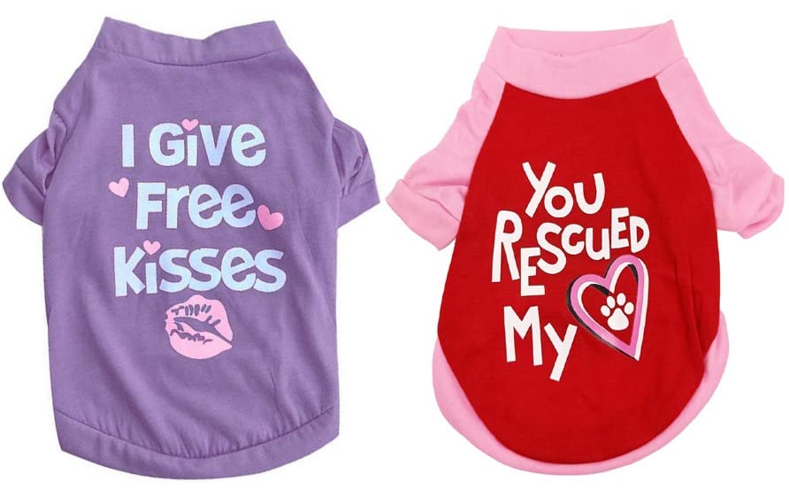 KUTKUT Printed Girl Puppy Shirt - 2 Pieces Soft Breathable Pet T-Shirt Puppy Cat Dog Clothes Soft Sweatshirt for Small Dogs and Cats (Size: L, Chest Girth 45cm, Back Length 35cm) (B0BB6W6JH5) Amazon Price History, Amazon Price Tracker