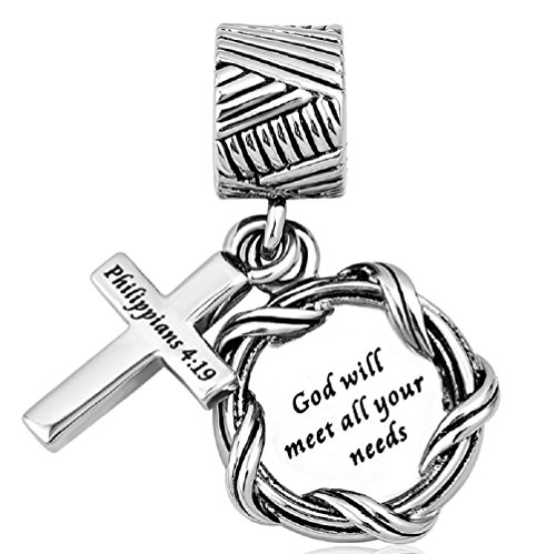 Image of JewelryHouse Cross Charms Rose Gold Infinity Crystal Charms I Can Do All Things Bead Charms (Cross 2)