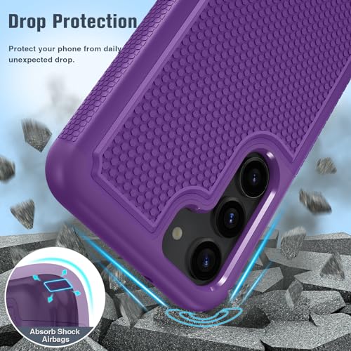 Image of FNTCASE for Samsung Galaxy S23 Case: Dual Layer Heavy Duty Cell Phone Protective Cover Shockproof Rugged with Non-Slip Textured - Military Drop Protection Bumper Tough - 2023, 6.1inch Purple