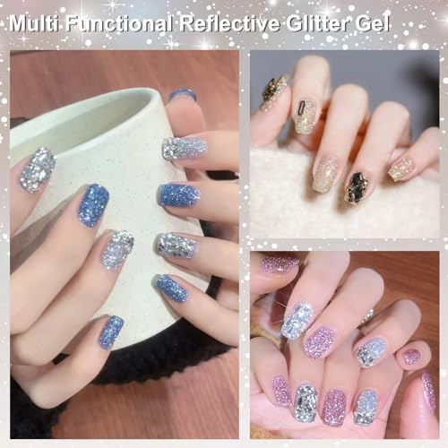 Esmalte de uñas glitter reflectante Allstarry Champagne 15ml miniatura 6