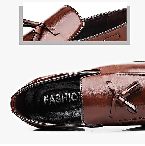 Men's Dress Loafers Oxfords Shoes Comfy Moccasin Slip-On Driving Flats with Tassels Formal Business Shoes4