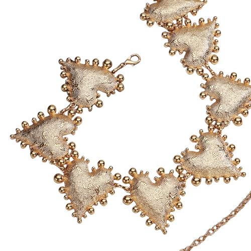 Women's Retro Concho Heart Style Western Country Cowgirl Mental Link Boho Waist Chian Belt for Dress Skirt Jeans4