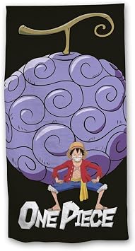 aymax One Piece Beach Towel, Luffy and Demon Fruit Pattern, 70x140cm, Polyester, Black