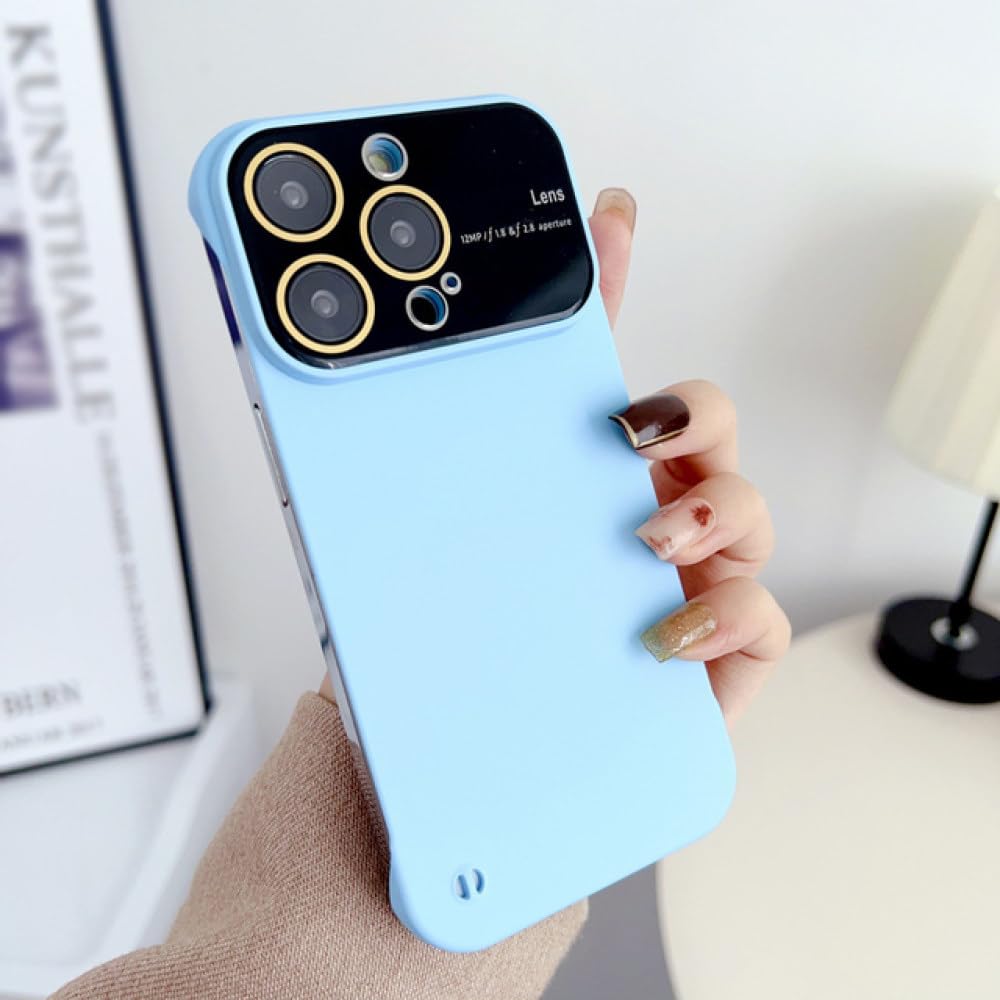 Protection d'objectif iPhone 14 Pro coque rigide mate anti-dérapante bleu