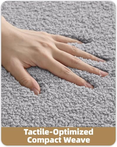 Image of Color&Geometry Small Grey Bathroom Rugs, Non Slip Shower Mat with Rubber, Ultra Soft and Absorbent, Washable Bath Mats for Bathroom Floor, Shower, Sink, Vanity, 15 inchx23 inch