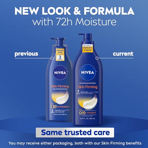 NIVEA Nourishing Hydration Skin Firming Body Lotion with Q10 and Vitamin C, 72-Hour Body Moisturizer for Dry to Very Dry Skin, 16.9 Fl Oz Pump Bottle - Image 3