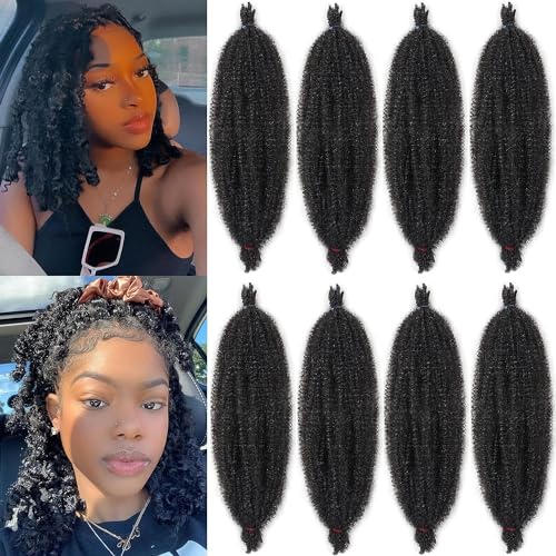 Xtrend 8 Packs 8 Inch Pre Separated Afro Twist Hair Extensions Faux Locs Vanilla Braids Crochet Braids Synthetic Natural Black 1B# for Black Women
