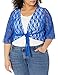 Star Vixen Women's Plus-Size 3/4 Sleeve Lace Tiefront Shrug Sweater, Solid Royal, 3X